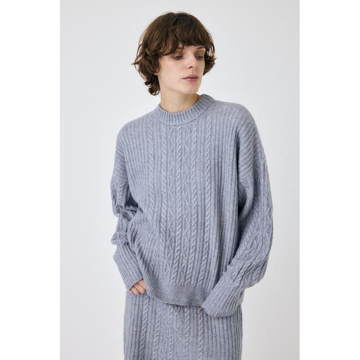 L/BLU1 | RIB CABLE ニットトップス | MOUSSY OUTLET
