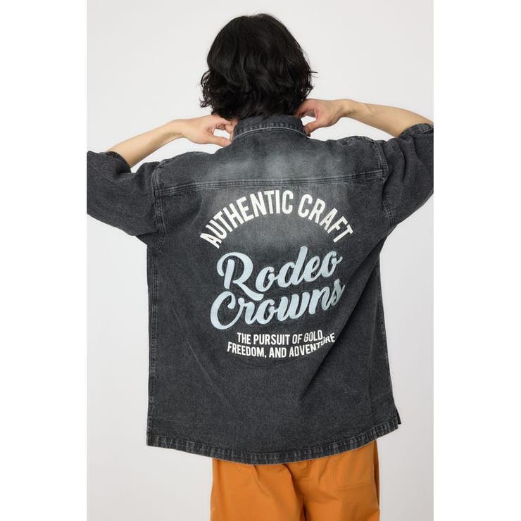 BLK | バックロゴフードデニムシャツ | RODEO CROWNS WIDE BOWL