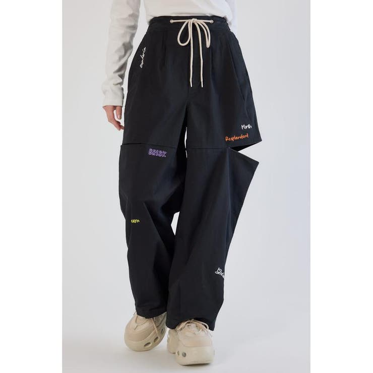 BLK | embroideryサイドジップパンツ | RODEO CROWNS WIDE BOWL