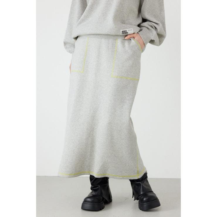 L/T.GRY1 | スウェットライクサイドステッチニットスカート | RODEO CROWNS WIDE BOWL