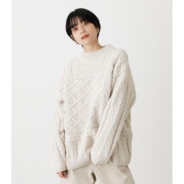 CHENILLE H／N CABLE KNIT TOPS | AZUL BY MOUSSY | 詳細画像1 