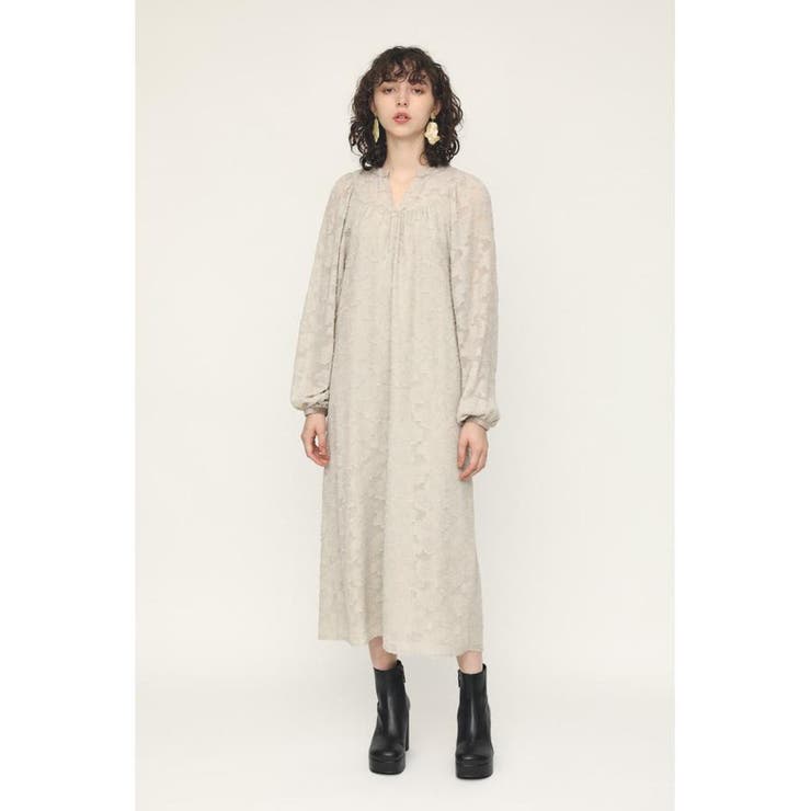 L/BEG1 | JACQUARD MOTTED GATHER ワンピース | SLY OUTLET