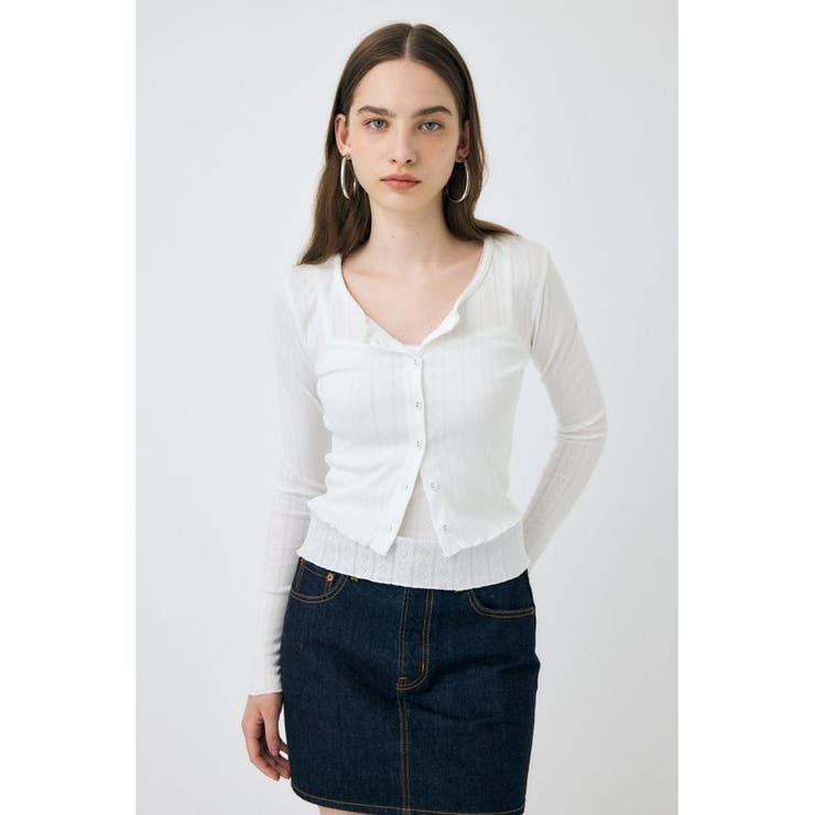EYELET U-NECK カーデ & キャミ | MOUSSY OUTLET | 詳細画像1 