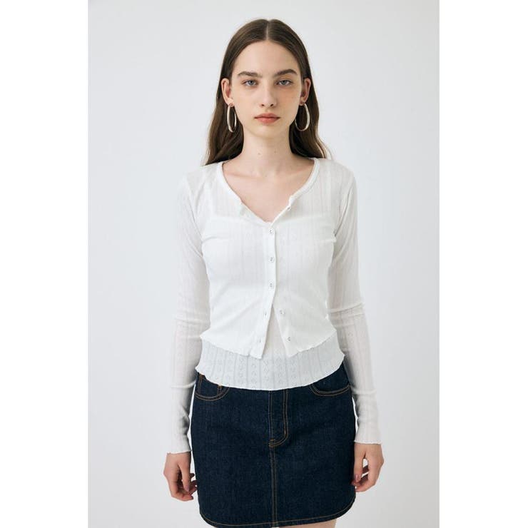 EYELET U-NECK カーデ & キャミ | MOUSSY OUTLET | 詳細画像7 