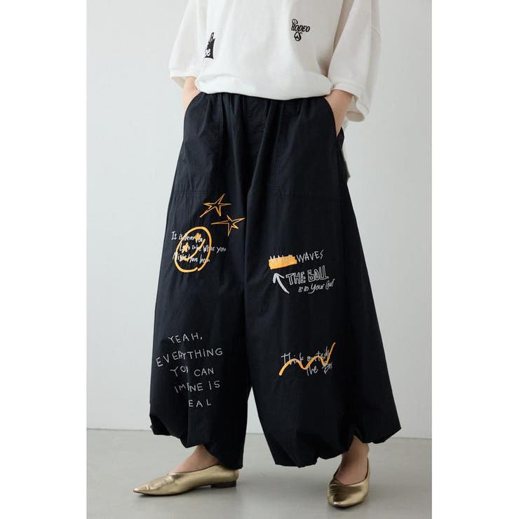 BLK | ラクガキパラシュートパンツ | RODEO CROWNS WIDE BOWL