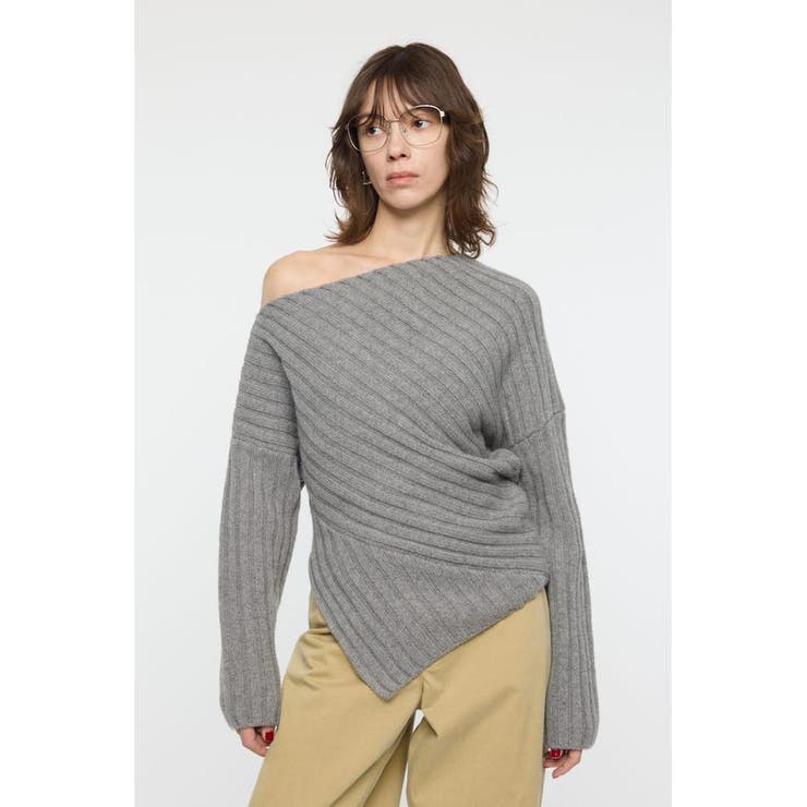 T.GRY | ASYMMETRY RIB ニット | MOUSSY OUTLET