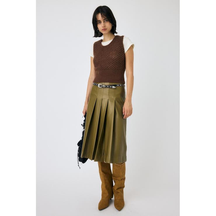 F/LEATHER TUCKED ミディスカート | MOUSSY OUTLET | 詳細画像9 