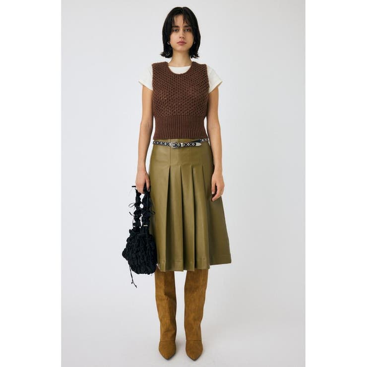 F/LEATHER TUCKED ミディスカート | MOUSSY OUTLET | 詳細画像10 