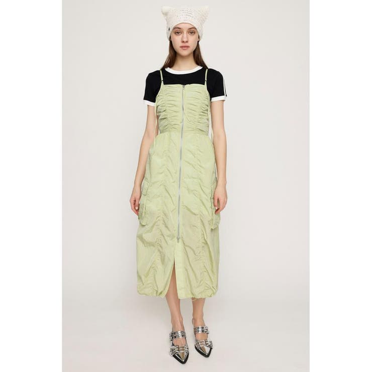L/GRN1 | FRONT ZIP GATHER CAMI ワンピース | SLY OUTLET