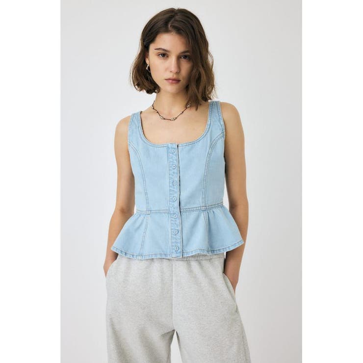 L/BLU1 | SQUARE NECK デニム ビスチェ | MOUSSY OUTLET