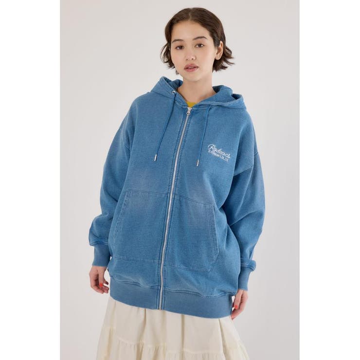 L/BLU1 | インディゴ裏毛ビッグジップパーカー | RODEO CROWNS WIDE BOWL