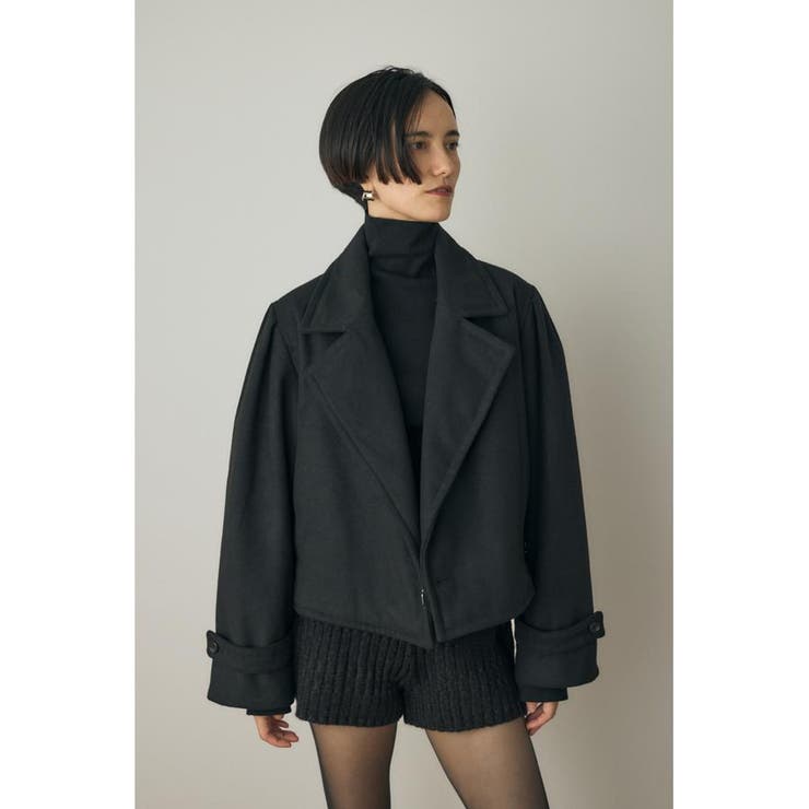 BLK | ショートジャケット リサイクルポリエステル×ウール混 | MOUSSY OUTLET