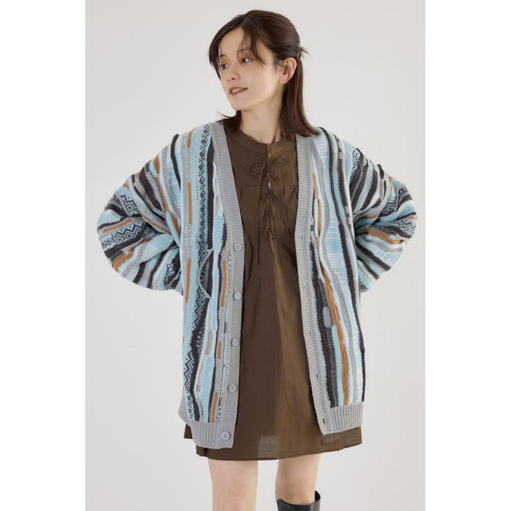 柄SAX5 | 3Dマルチカラーニットカーディガン | RODEO CROWNS WIDE BOWL