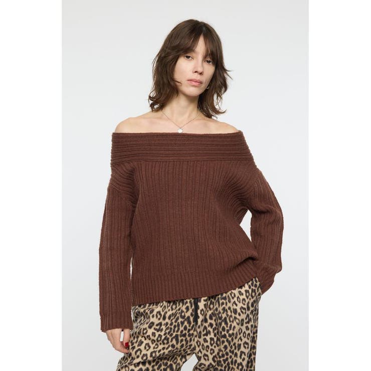 BRN | OVER RIB OFF SHOULDER トップス | MOUSSY OUTLET