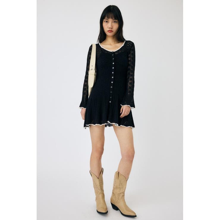 EYELET LACE KNIT ミニドレス | MOUSSY OUTLET | 詳細画像9 