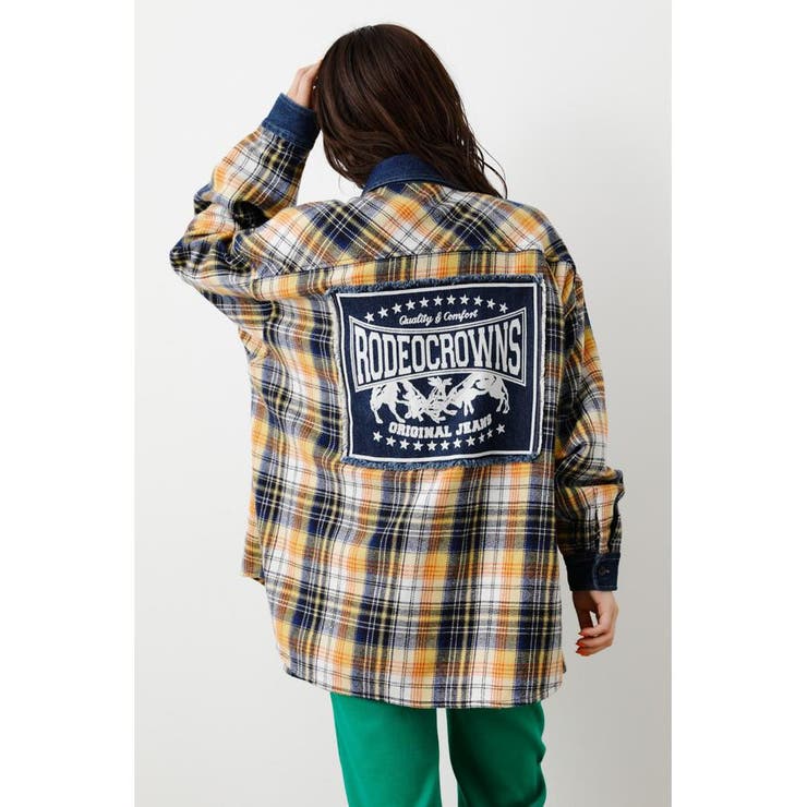 柄NVY5 | （WEB限定）Denim パッチ ドッキングシャツWL | RODEO CROWNS WIDE BOWL