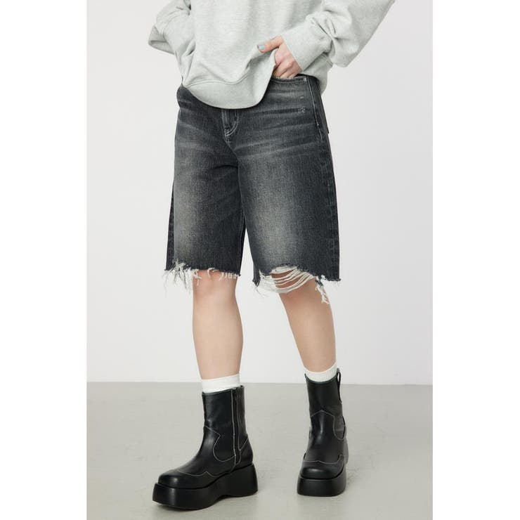 BLK | ダメージDENIM バミューダパンツ | RODEO CROWNS WIDE BOWL