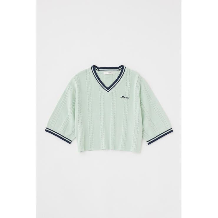 L/BLU1 | MOUSSY CROPPED KNIT Tシャツ | MOUSSY OUTLET
