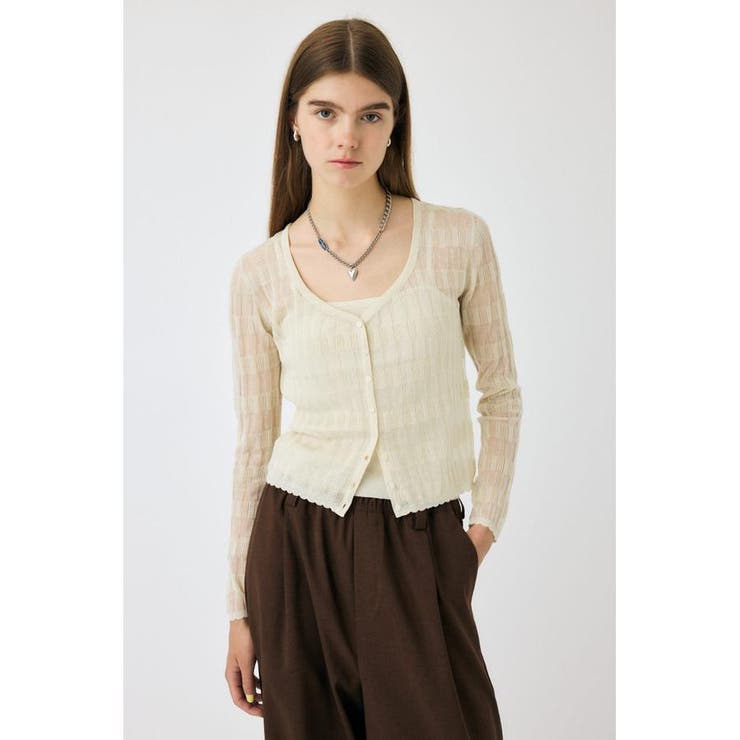 O/WHT1 | SHEER BORDER カーディガン | MOUSSY OUTLET