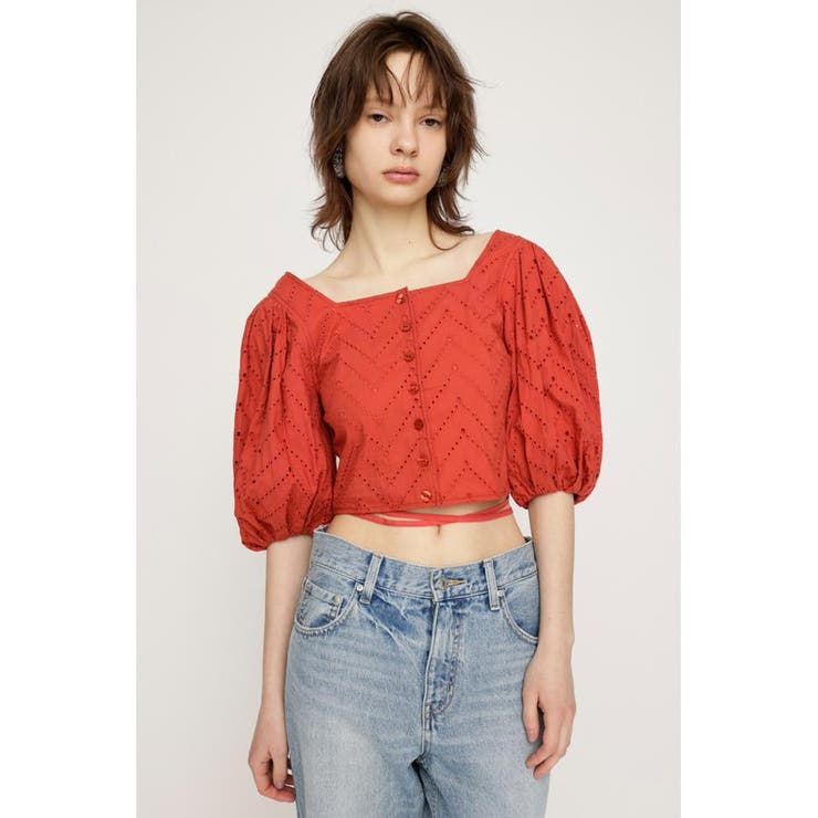 RED | FRONT BUTTON LACE PUFF トップス | SLY OUTLET