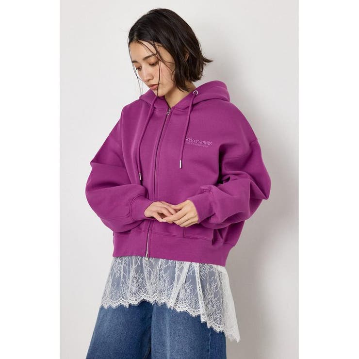 PUR | エンボス W-ZIP ショート パーカー | RODEO CROWNS WIDE BOWL