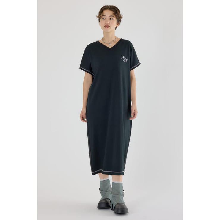 配色ステッチニットコンビワンピース[品番：BJLW0030678]｜RODEO