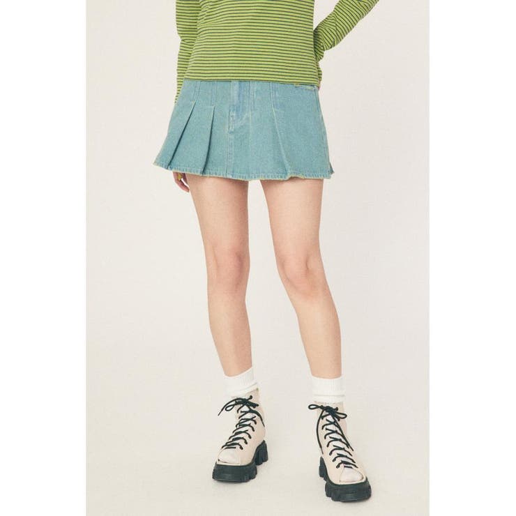 L/BLU1 | デニムプリーツミニスカート | RODEO CROWNS WIDE BOWL