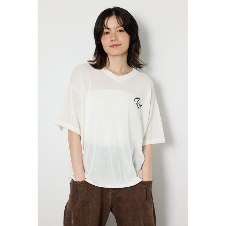 O/WHT1 | Vネックメッセージロゴニットトップス | RODEO CROWNS WIDE BOWL