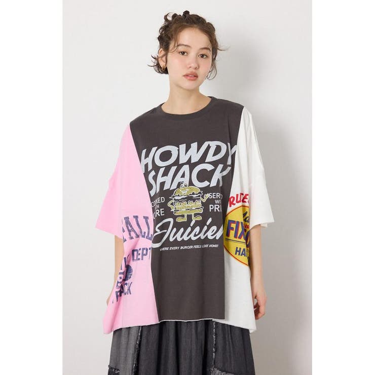 柄C.GRY5 | カスタムオープンショルダーTシャツ | RODEO CROWNS WIDE BOWL