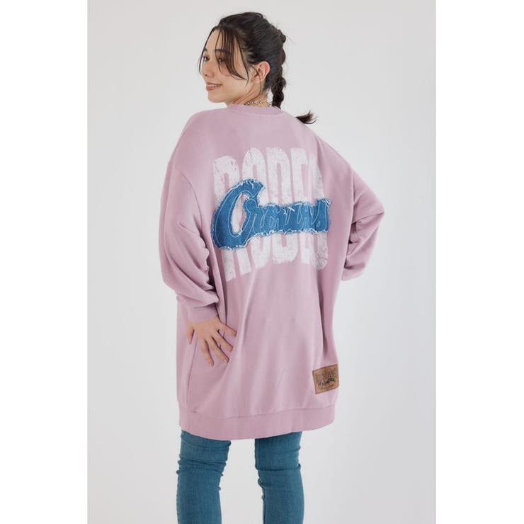 L/PNK1 | グランジロゴデニムアップリケワンピース | RODEO CROWNS WIDE BOWL