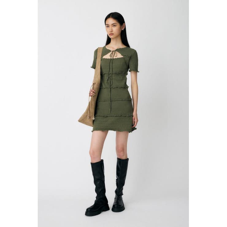 BOW DESIGN KNIT ミニ  ドレス | MOUSSY OUTLET | 詳細画像10 
