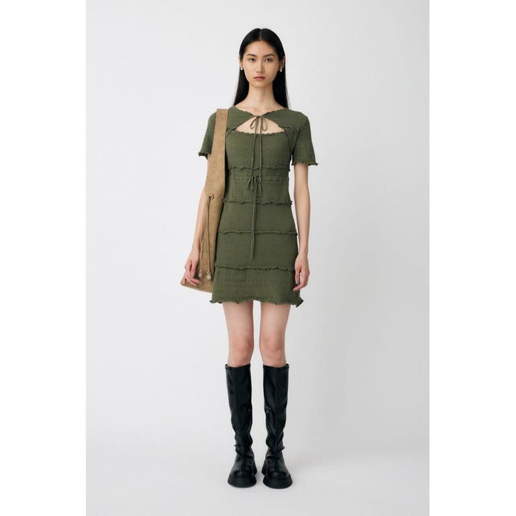 BOW DESIGN KNIT ミニ  ドレス | MOUSSY OUTLET | 詳細画像11 