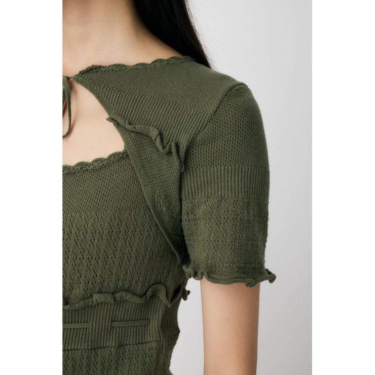 BOW DESIGN KNIT ミニ  ドレス | MOUSSY OUTLET | 詳細画像17 