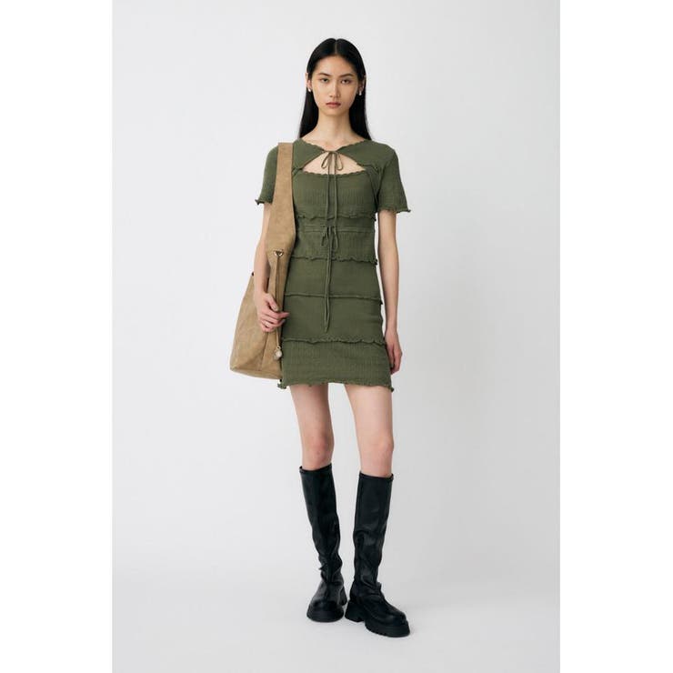 KHA | BOW DESIGN KNIT ミニ  ドレス | MOUSSY OUTLET