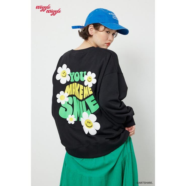 BLK | (wiggle wiggle)モチーフスウェットトップス | RODEO CROWNS WIDE BOWL