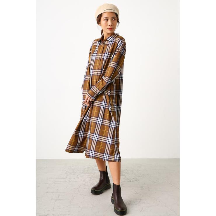 柄BRN5 | チェック ロング ワンピース | RODEO CROWNS WIDE BOWL