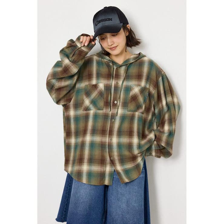 柄BRN5 | フーディーチェックシャツ | RODEO CROWNS WIDE BOWL