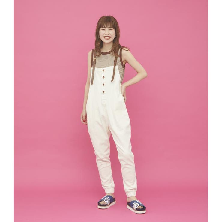 WEB限定）ショルダーFレザージョガーサロペット[品番：BJLW0023204 