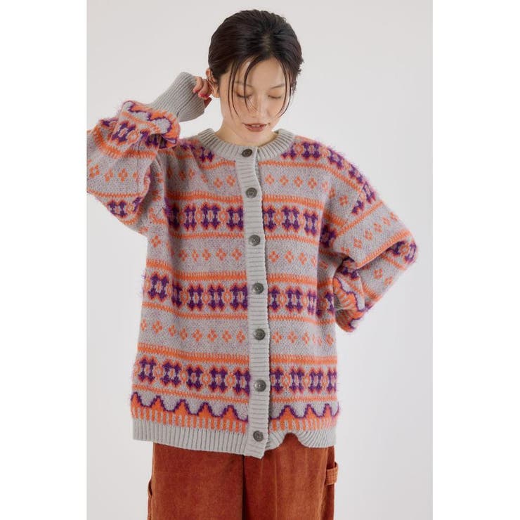 柄GRY5 | NEON NORDICニットカーディガン | RODEO CROWNS WIDE BOWL