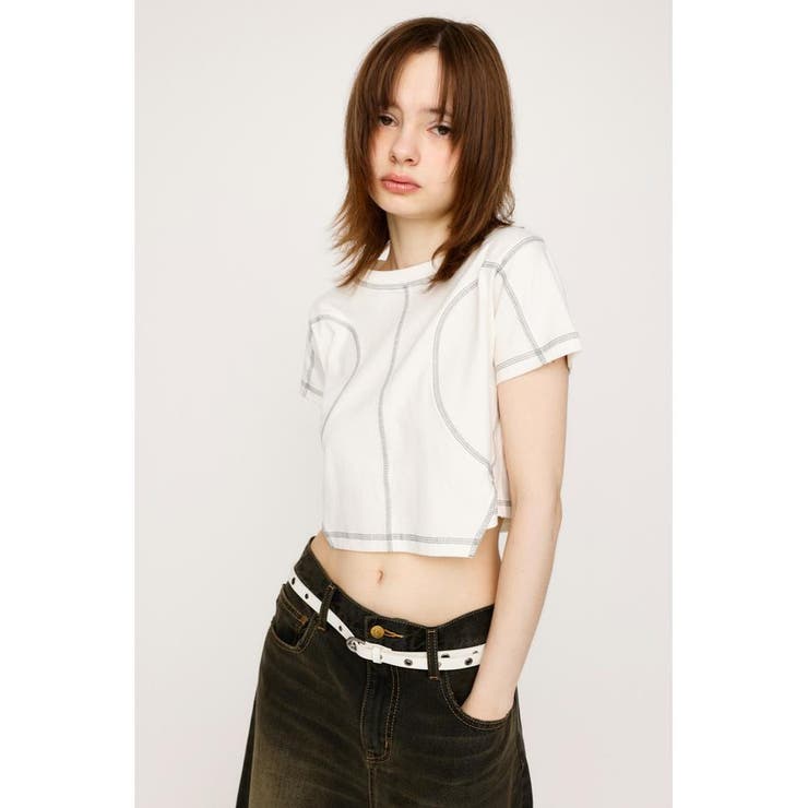 WHT | BI COLOR STITCH CROP Tシャツ | SLY OUTLET
