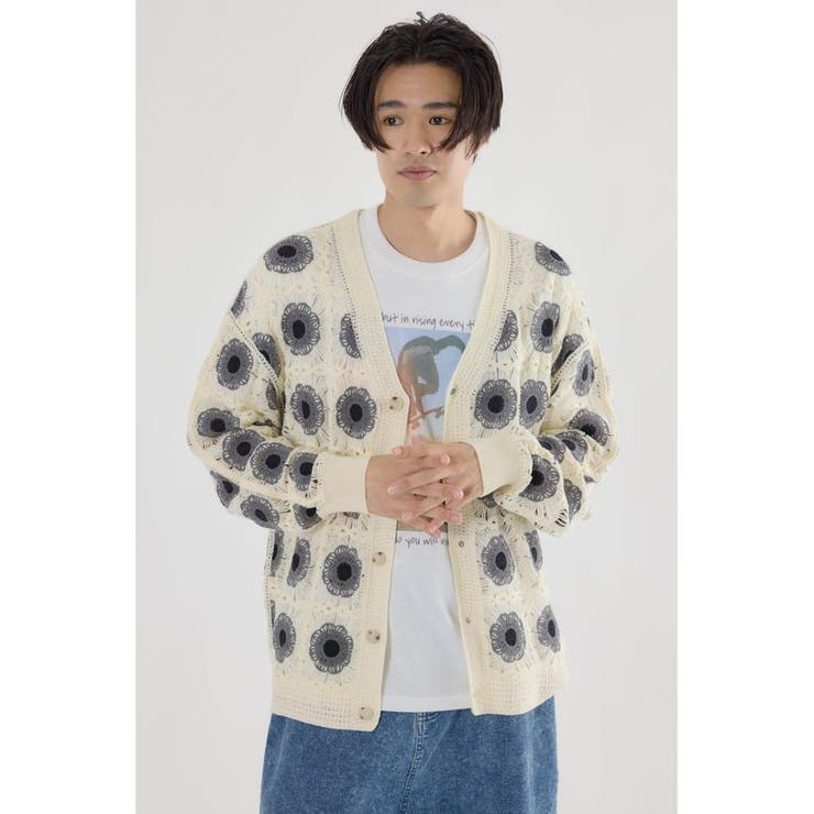 クロシェフラワーニットカーディガン | RODEO CROWNS WIDE BOWL | 詳細画像1