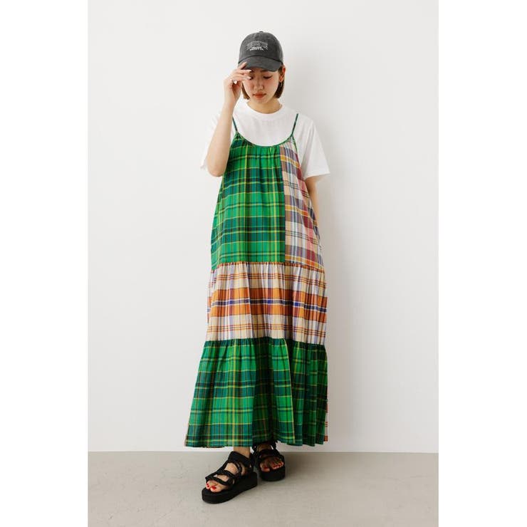 チェックキャミワンピース&TシャツSET[品番：BJLW0026111