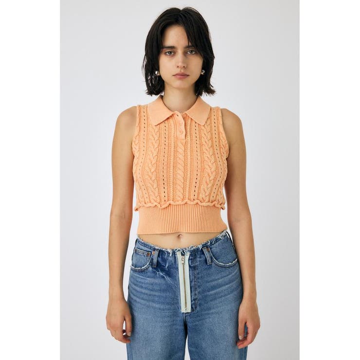 CABLE KNIT POLO タンク | MOUSSY OUTLET | 詳細画像5 