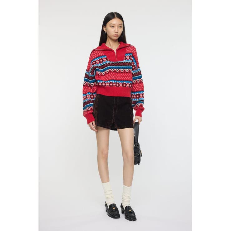 HALF ZIP FAIR ISLE セーター | MOUSSY OUTLET | 詳細画像9 