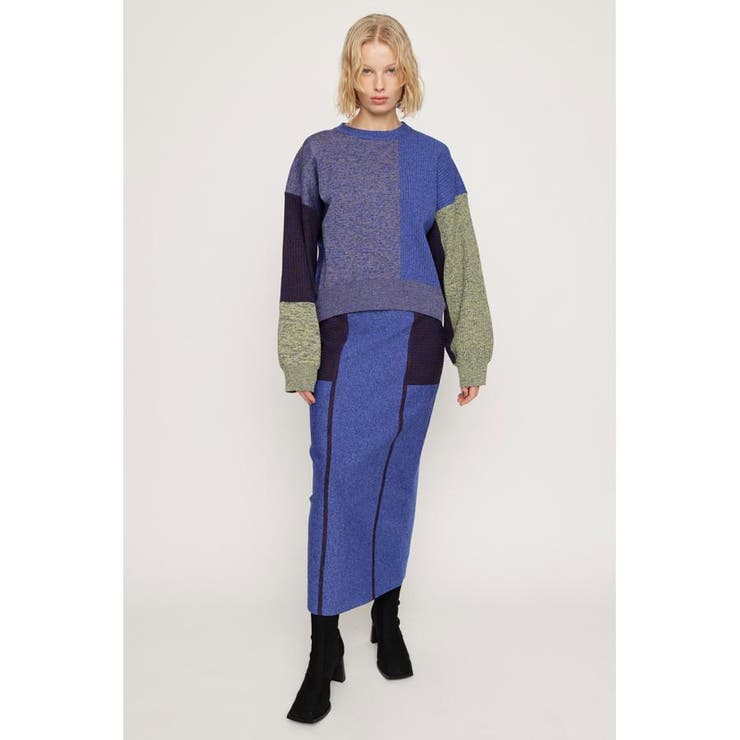 BLOCKING LIGHT KNIT トップス | SLY OUTLET | 詳細画像1 