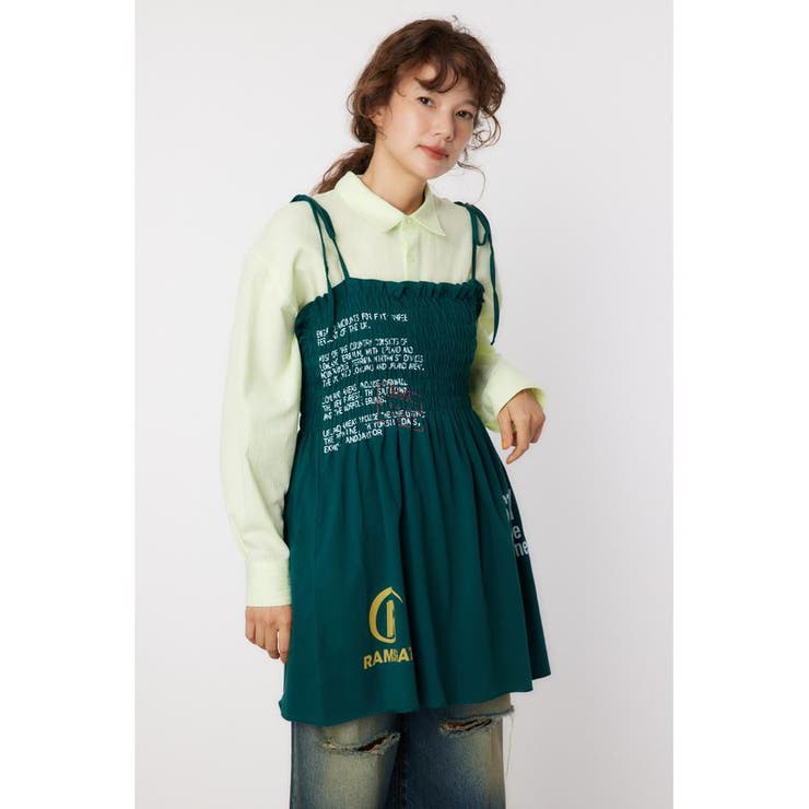 D/GRN3 | ランダムテキストシャーリングキャミチュニック | RODEO CROWNS WIDE BOWL