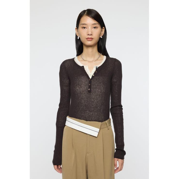 SHEER HENRY NECK ニットトップス | MOUSSY OUTLET | 詳細画像17 