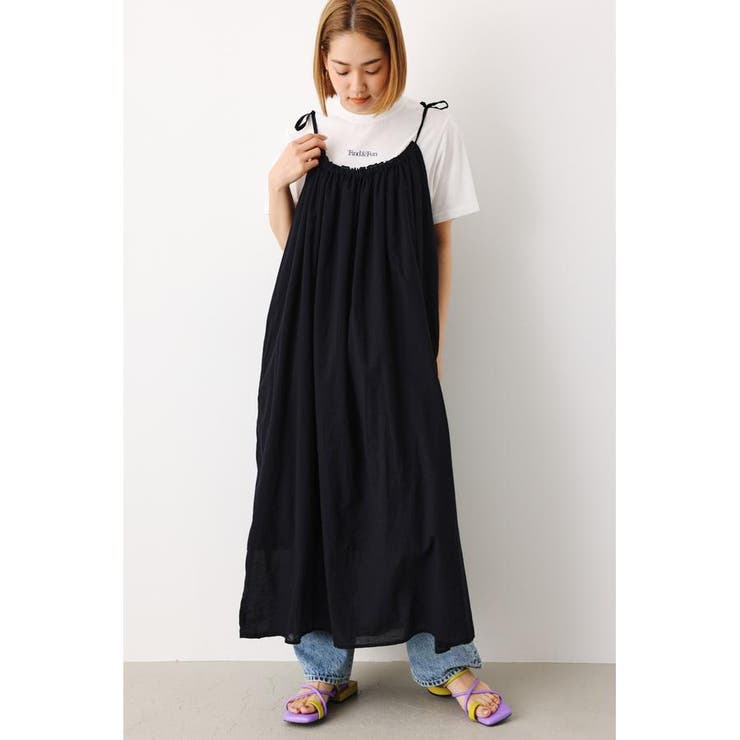 Tシャツ&ギャザーキャミワンピースSET[品番：BJLW0025430