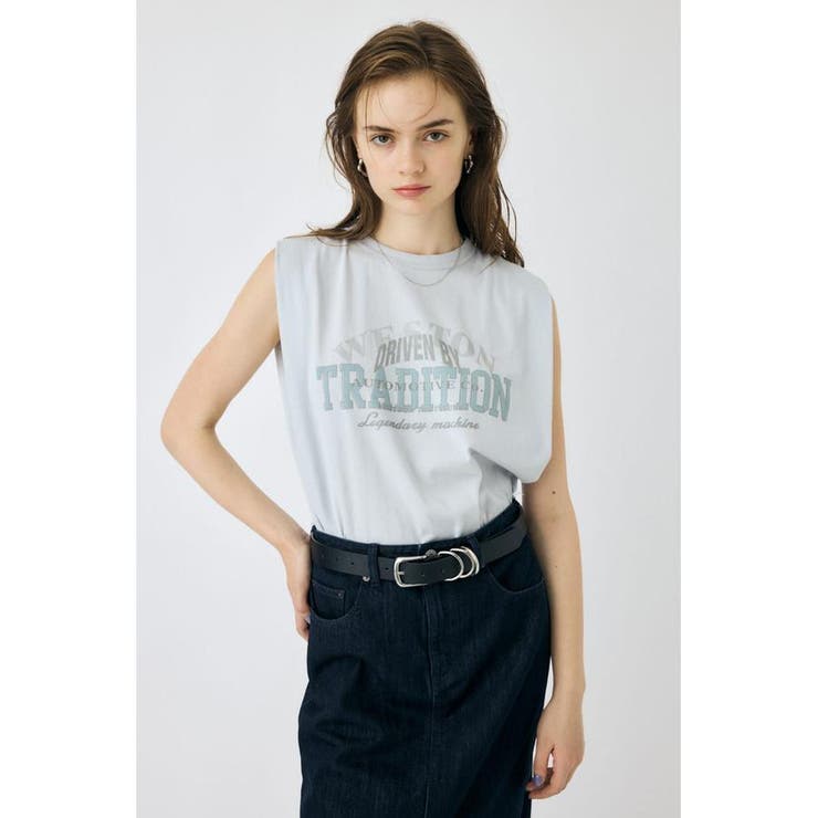 L/BLU1 | OVERLAPPING LOGOS ノースリーブ TEE | MOUSSY OUTLET