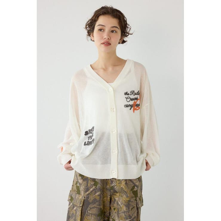 O/WHT1 | チェーンステッチロゴニットカーディガン | RODEO CROWNS WIDE BOWL